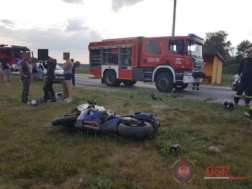 Wypadek w Zalasiu podczas wyprzedzania. Motocyklista w szpitalu [ZDJĘCIA]