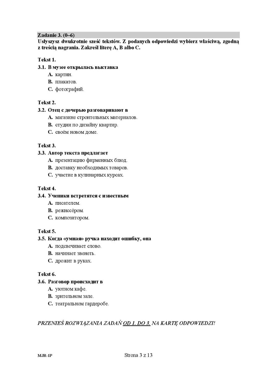 Matura 2015. Język ROSYJSKI poziom podstawowy dla LO...