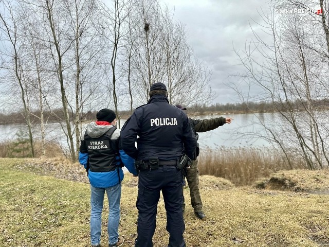Policja wraz ze Strażą Rybacką skontrolowała zbiornik wodny Hubertus w Mysłowicach