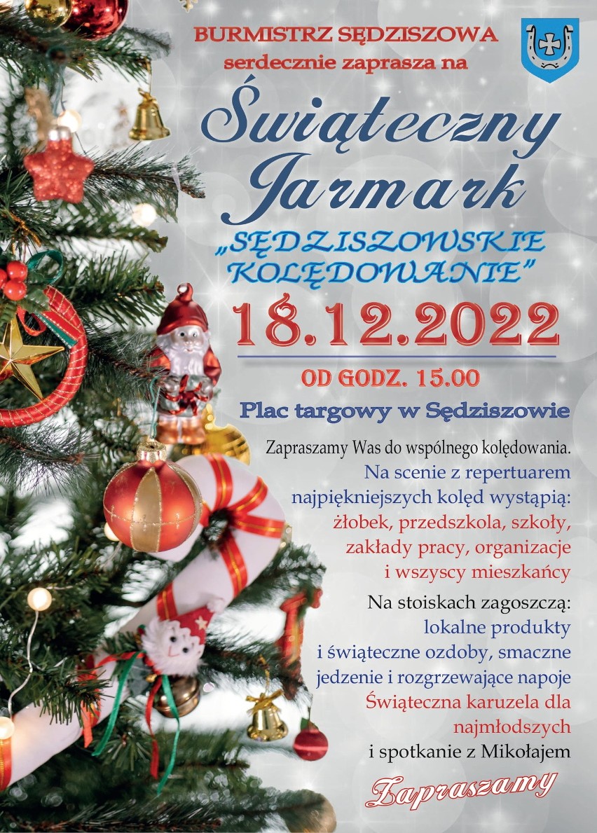 Jarmark świąteczny "Sędziszowskie Kolędowanie" na placu targowym w Sędziszowie. Już w najbliższą niedzielę. Co w programie?