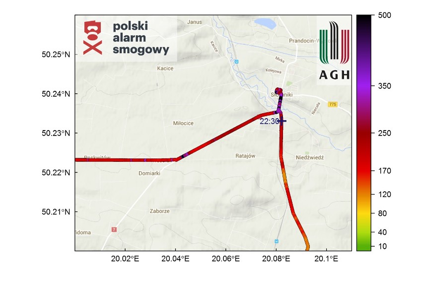 Kolor pomarańczowy oznacza dostateczną jakość powietrza (120...