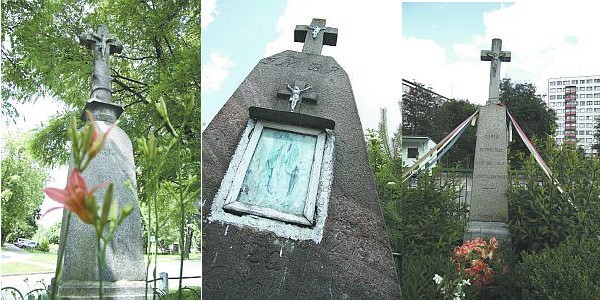 Od lewej: Kamienny krzyż przy skrzyżowaniu ulicy Białostoczek i Kozłowej, w środku - Granitowy krzyż w 1872 roku u zbiegu ulicy Nowowarszawskiej i Piastowskiej, po prawej stronie - Kamienny krzyż z 1918 roku przy skrzyżowaniu ulicy Wasilkowskiej i Andersa.