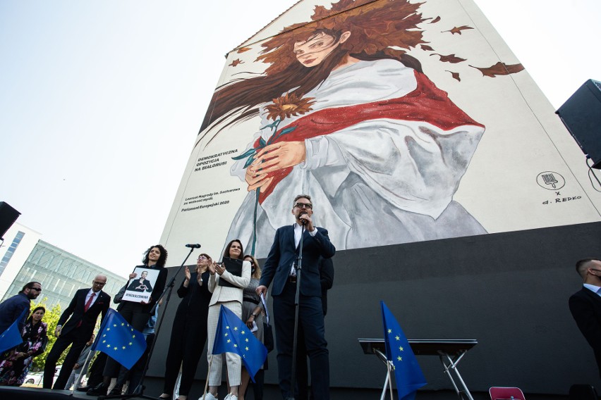Inauguracja muralu poświęconemu białoruskiej opozycji na...