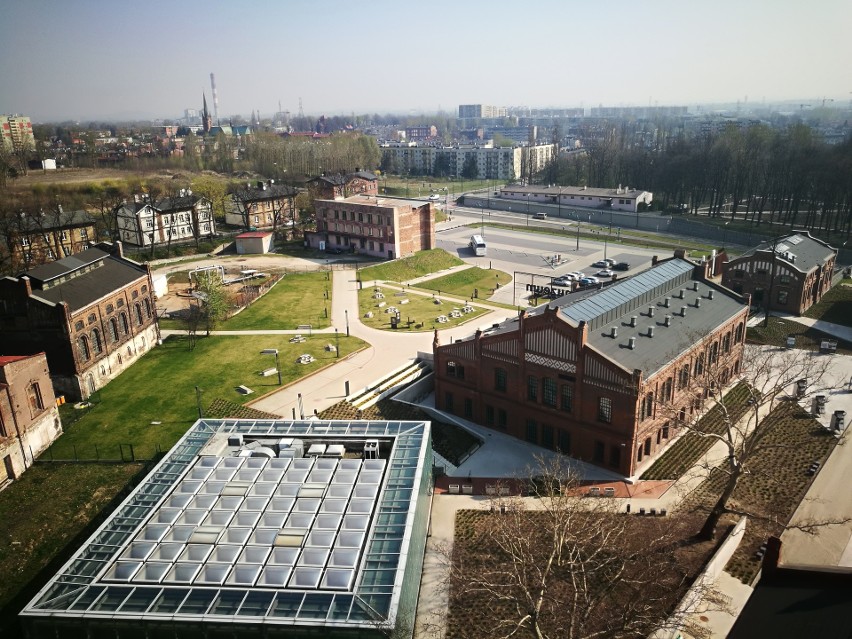 Widok z wieży widokowej Muzeum Śląskiego w Katowicach,...