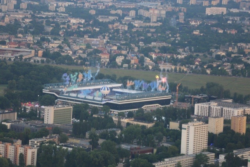 Igrzyska Europejskie w Krakowie widziane z policyjnego śmigłowca