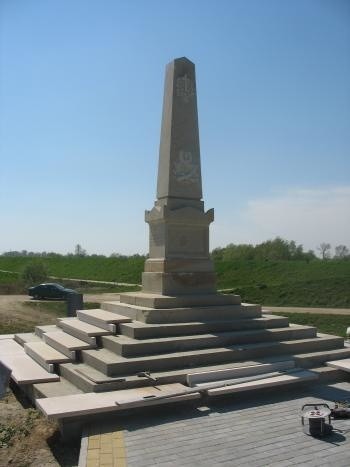 Obelisk upamiętnia bitwę stoczoną na polach Wrzaw 12 czerwca 1809 roku. Wybudował go w 70 rocznicę właściciel wsi baron Kalikst Horoch.