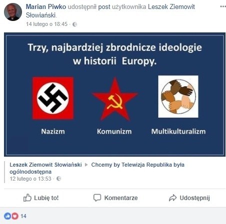 Na publicznym profilu ks. na FB nie brakuje kontrowersyjnych...