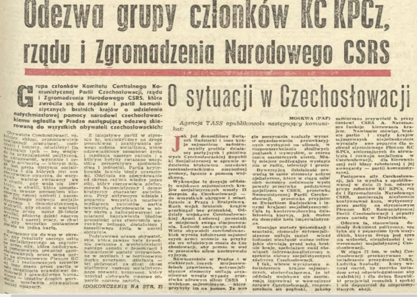 50 rocznica inwazji na Czechosłowację. Jak komunistyczna prasa PRL opisywała interwencję wojsk Układu Warszawskiego??