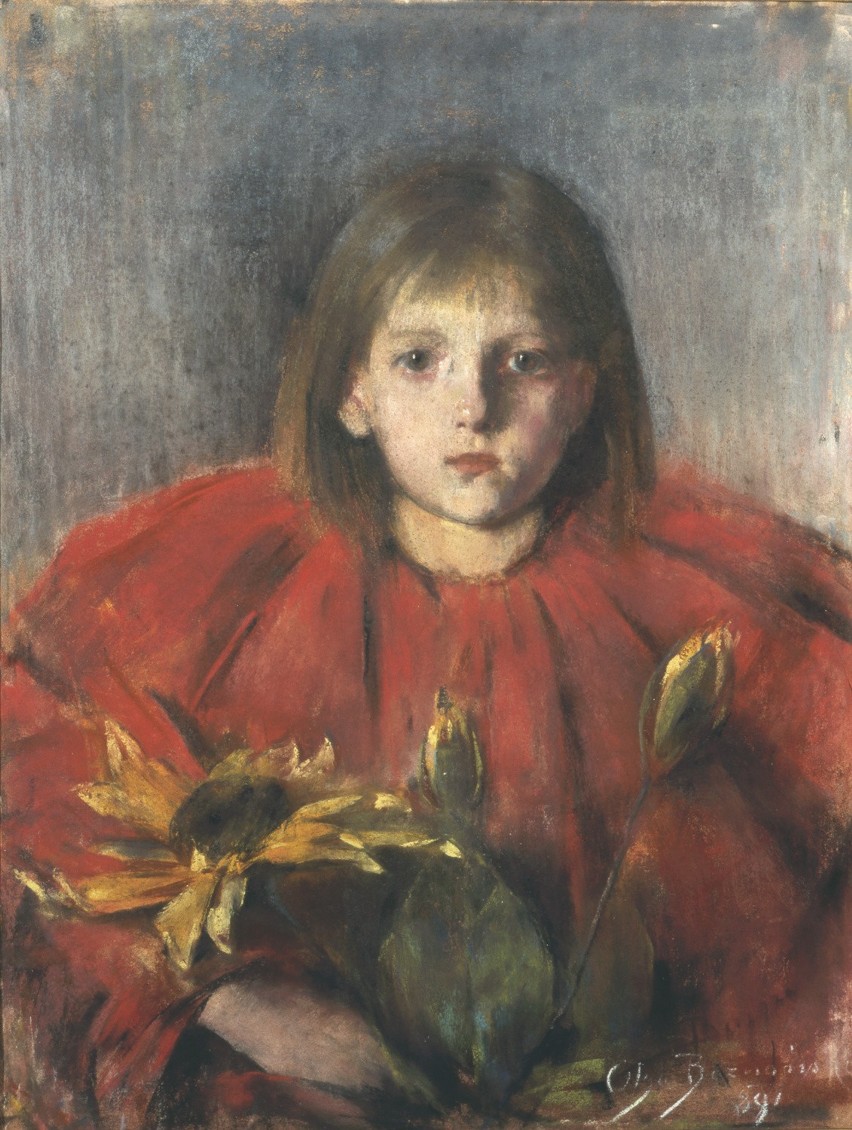 Obraz Olgi Boznańskiej "Dziewczynka ze słonecznikami"