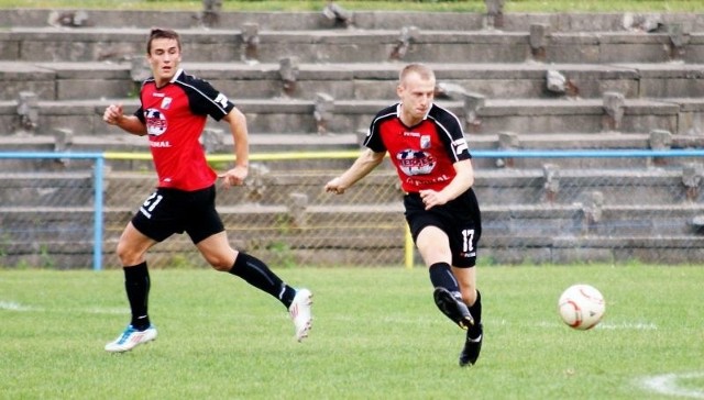 (z prawej) zdobył dwa gole dla Notecianki w meczu z drużyną z Kutna