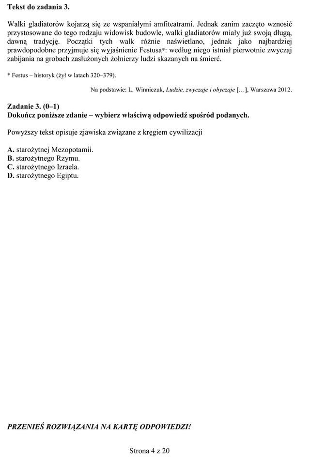 EGZAMIN GIMNAZJALNY 2014: Koniec pierwszego dnia maratonu [Arkusze egzaminacyjne - Historia i WoS]