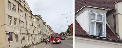 Budynek Lutosławskiego 14. Z okna tego budynku wypadła kobieta.