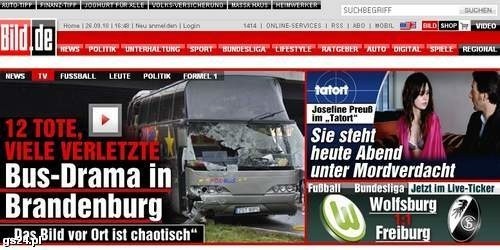 Wypadek polskiego autokaru to główny temat w niemieckich serwisach informacyjnych.