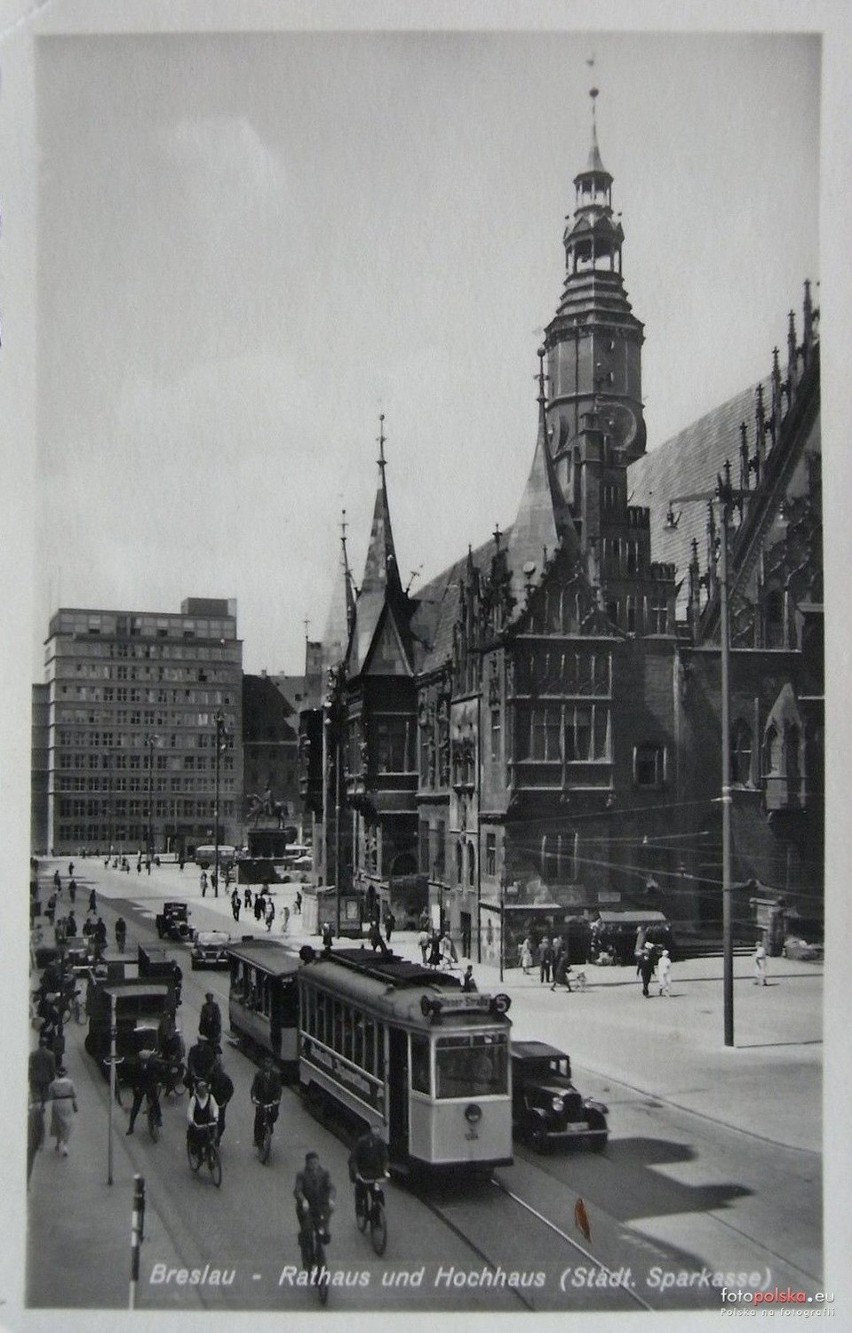 Lata 1930-1936, tramwaj linii 5 zmierza w stronę ulicy...