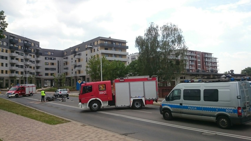 Wypadek przy E.Leclercu. Ranny motocyklista [ZDJĘCIA]