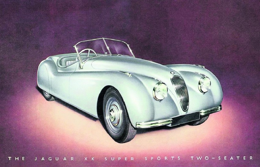Okładka prospektu Jaguara XK 120 z 1948 r. Auto ma stalowe...