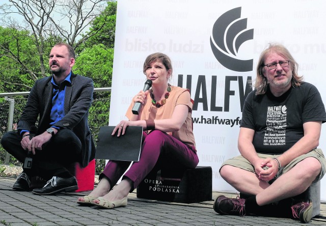 Od lewej: Damian Tanajewski, Ilona Karpiuk i Artur Mrozowski opowiadali o tegorocznej edycji Halfway Festival