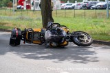 Kompletnie pijany motocyklista zahaczył o krawężnik i miał wypadek w Kostrzynie! 