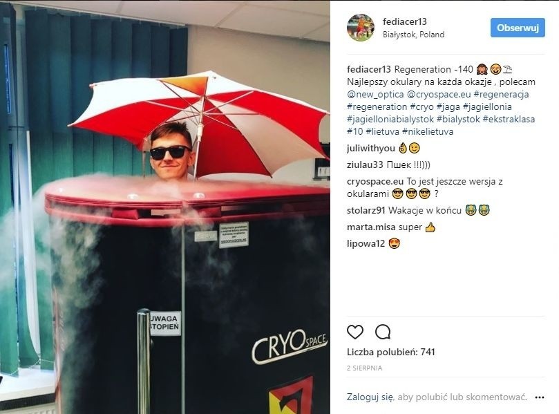 Fedor Cernych aktywnie prowadzi swoje profile na Instagramie...