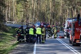 Wypadek na drodze krajowej nr 21 koło Miastka. Motocyklista zderzył się z samochodem osobowym (wideo, zdjęcia)