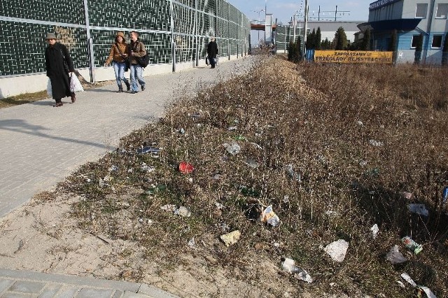 Kielczanie skarżą się, że nowa ulica Świętokrzyska w Kielcach i jej otoczenie tonie w śmieciach. Tak wygląda odcinek w pobliżu ulicy Szermentowskiego.  