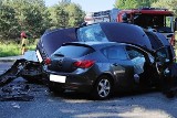 Wypadek w Zawierciu. Na skrzyżowaniu zderzyły się 3 auta. Cztery osoby trafiły do szpitala