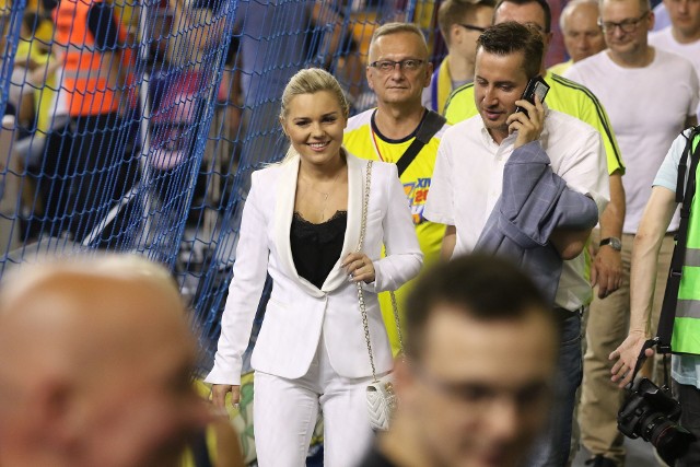 Społecznik i przedsiębiorca z Kielc Kamil Suchański pojawił się na meczu z Katarzyną Kwietniak. 