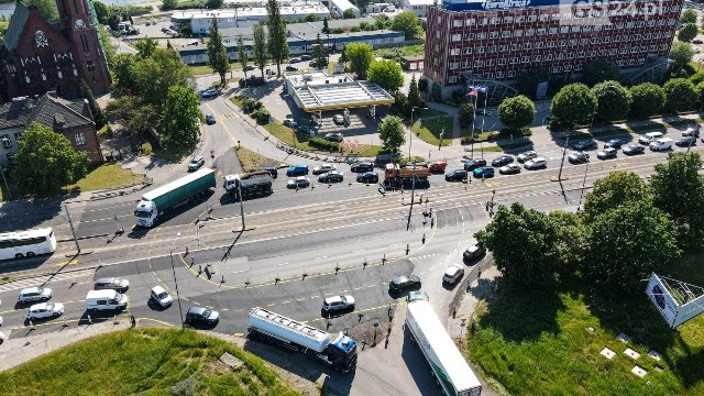 Tymczasowe rondo na ul. Energetyków w Szczecinie