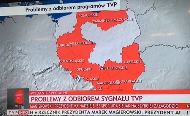 Mieszkańcy części województw mają problemy z prawidłowym odbiorem kanałów Telewizji Polskiej