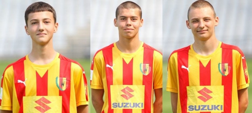 Trzej zawodnicy KKP Korona Kielce - Kacper Żabka, Michał...