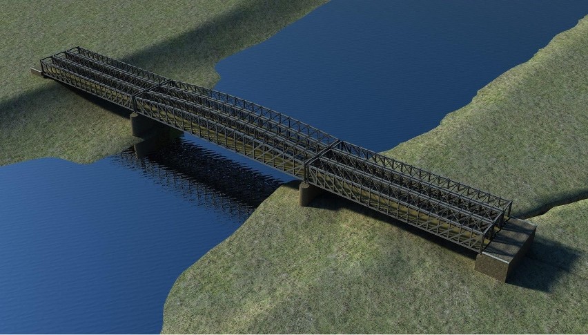 Trzecia koncepcja wyglądu zmodernizowanego mostu kolejowego...