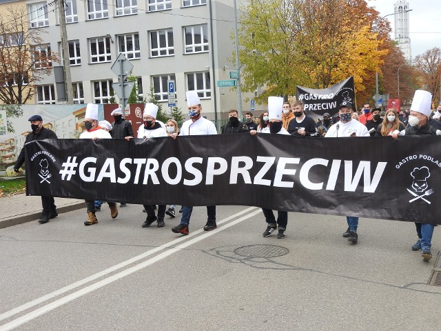 Protest przedsiębiorców branży gastronomicznej Białystok