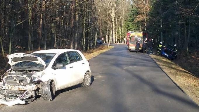 Zderzenie dwóch samochodów w Jeżowem, w akcji służby ratownicze (ZDJĘCIA)