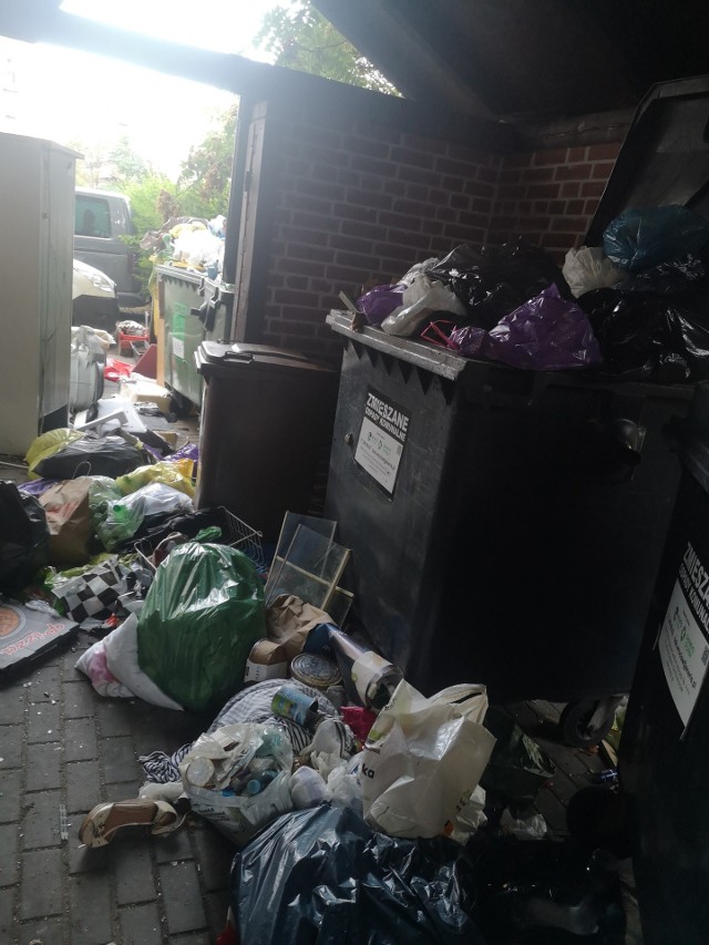 Odbiór śmieci z podwórka przy ulicach Miernicza 5 i Traugutta 69 pozostawia wiele do życzenia - twierdzą mieszkańcy.