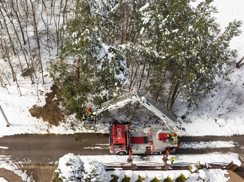 Strażacy z Krasocina walczyli ze skutkami ataku zimy. Zobacz zdjęcia