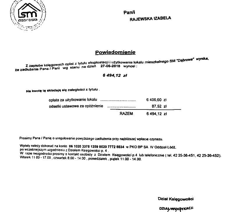 Izabela Rajewska z Dąbrowy dostała gigantyczny rachunek za wodę opiewający na kwotę ponad 6 tys. zł! 