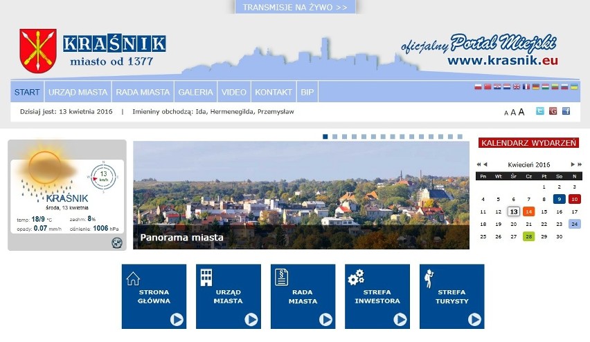 Kraśnik ma nową stronę internetową. Z błędami, bo przetłumaczoną przez automat