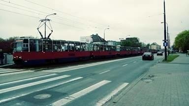 Tramwaje stanęły przy ulicy Jagiellońskiej w Bydgoszczy.