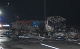 Wypadek w Szczaworyżu. Zderzyły się ciężarówka i BMW. Auta stanęły w płomieniach