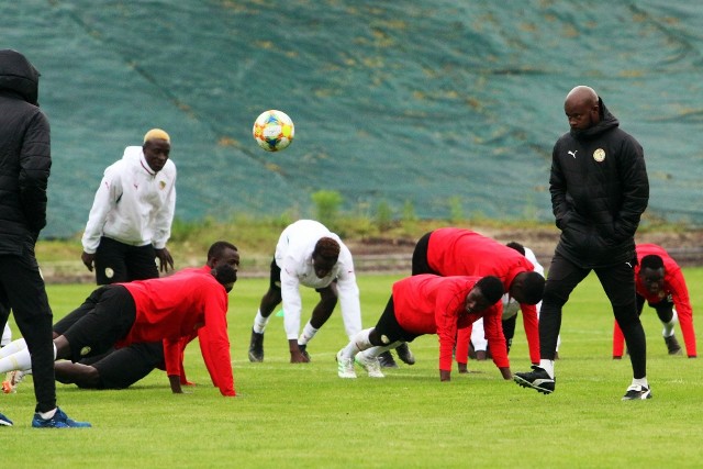 Reprezentacja Senegalu podczas treningu na stadionie Lublinianki