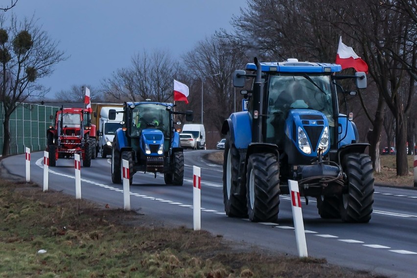 Dolnośląskie, protest rolników 24 stycznia 2024. Grupa...