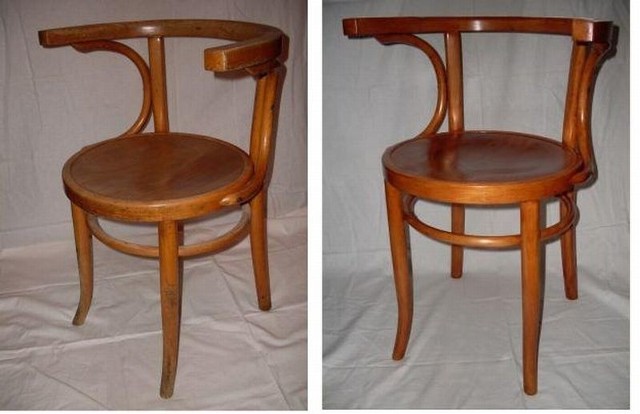 Krzesło przed i po renowacji