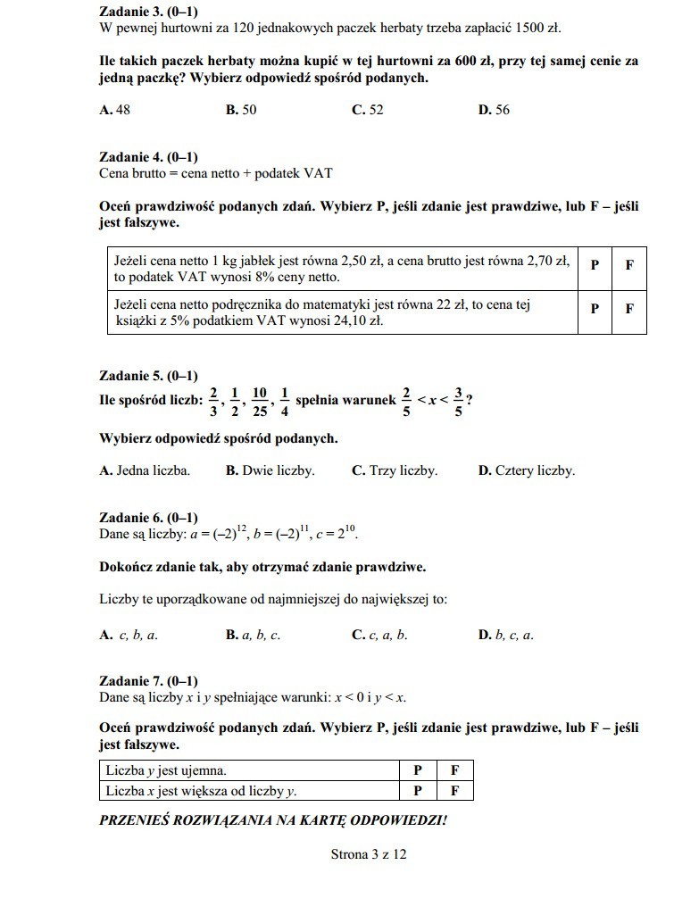 Egzamin gimnazjalny 2014 [ARKUSZE PYTAŃ, TESTY, ZADANIA] Zobacz przykładowe pytania z matematyki 