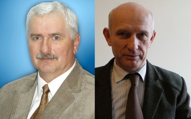 Kandydaci na burmistrza Praszki, od lewej: Bogusław Łazik i Jarosław Tkaczyński.