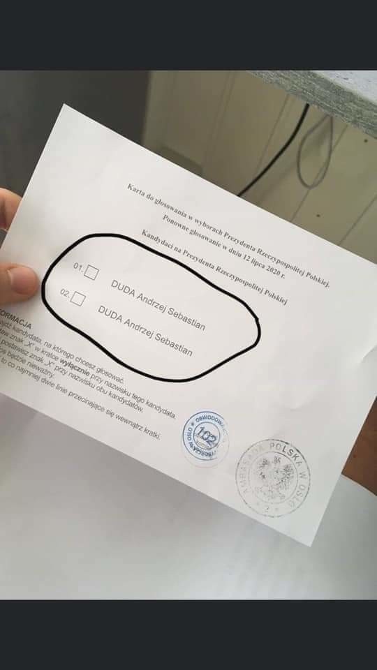 Karta do głosowania w Londynie: Dwa razy Andrzej Duda. Fejk podbija internet