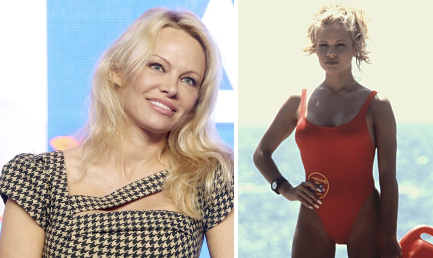 Po lewej Pamela Anderson podczas Warsaw Comic Con w 2017...