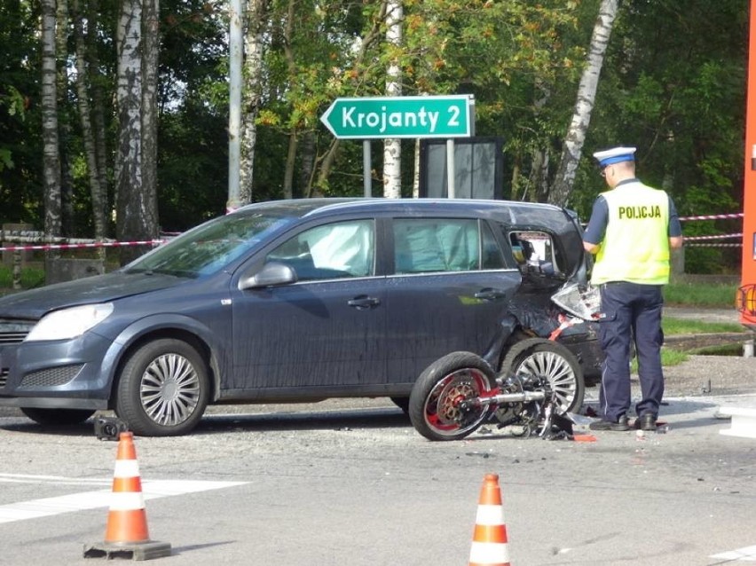 Tragiczny wypadek w gminie Chojnice. Nie żyje motocyklista [WIDEO,ZDJĘCIA]