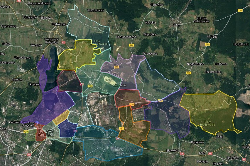 Tak miałby wyglądać podział Dąbrowy Górniczej na 18 nowych...