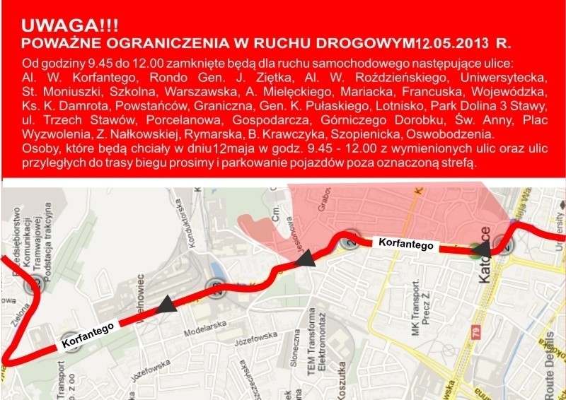 12 maja Silesia Marathon 2013. Jest rekord zgłoszeń, będą utrudnienia na drogach [MAPY]