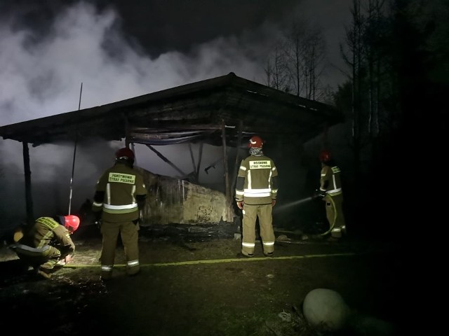 W miejscowości Zapadłe pod Ustka spalił się domek na działkach